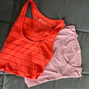 Two Active Zyia Tanks ~ size Medium Orange Havana and Pink Vented Back